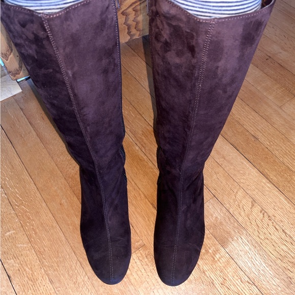 chocolate brown suede knee high Zip boots a2 aerosoles Peter Pan Wmn US 8 - Picture 4 of 16